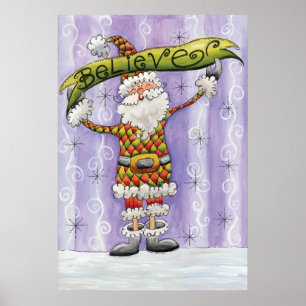 Schattige Cartoon Kerstmis, Ik geloof in Sinterkla Poster