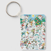 Schattige Cartoon Kerstpoolbeer Pinguïn Feestje Sleutelhanger (Voorkant)