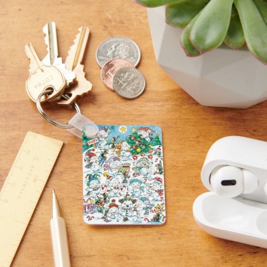 Schattige Cartoon Kerstpoolbeer Pinguïn Feestje Sleutelhanger (Bureau)