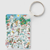 Schattige Cartoon Kerstpoolbeer Pinguïn Feestje Sleutelhanger (Achterkant)