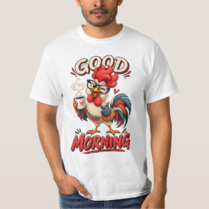 Schattige Cartoon Kip met Mok T-shirt