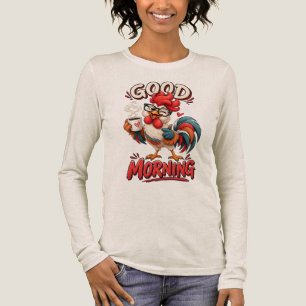 Schattige Cartoon Kip met Mok Tri-Blend Shirt