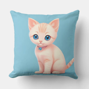 Schattige Cartoon kitten met blauw oog Kussen