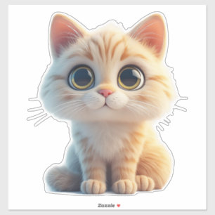 Schattige Cartoon Kitten Met Grote Ogen Sticker