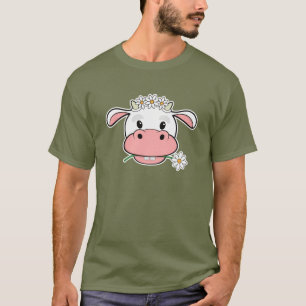 Schattige Cartoon Koe   Kawaii Boerderij Dier T-Sh T-shirt