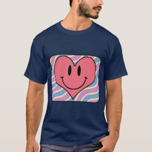 Schattige Cartoon Lachende Valentijnsdag Retro Har T-shirt