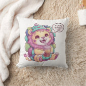 Schattige Cartoon Leeuw: Gezellig, Kawaii Vibes Kussen (Deken)