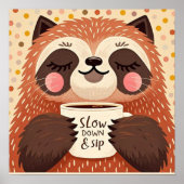 Schattige cartoon luiaard met overdreven slaperige poster (Voorkant)