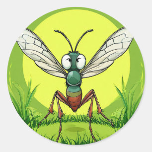 🦟 Schattige Cartoon Mug Funny Insect Ronde Sticker