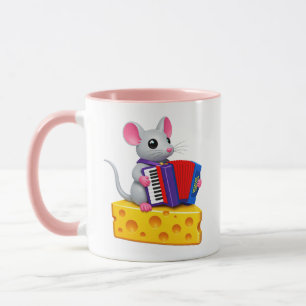 Schattige Cartoon Muis Speelt Accordeon Kleurrijke Mok