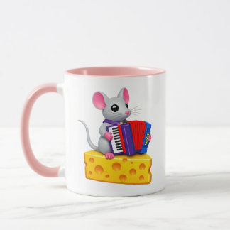 Schattige Cartoon Muis Speelt Accordeon Kleurrijke Mok