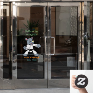 Schattige cartoon neushoorn kung fu cartoon raamsticker