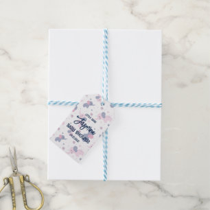 Schattige cartoon olifantenpatroon op marineblauw cadeaulabel