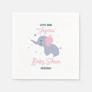 Schattige cartoon olifantenpatroon op marineblauw servet