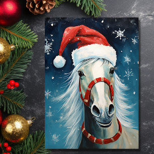 Schattige Cartoon Paard Dragen Santa Hat Christmas Feestdagen Kaart
