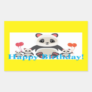Schattige Cartoon Panda-Beren met ballonnen Rechthoekige Sticker