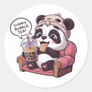 Schattige Cartoon Panda: Gezellig, Kawaii Vibes Ronde Sticker