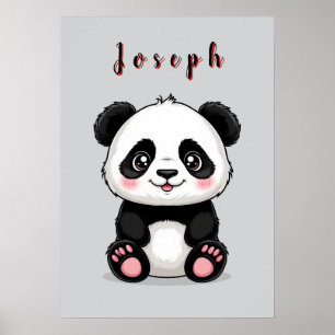 Schattige Cartoon Panda 🐼✨ Gezellige Babykamer De Poster