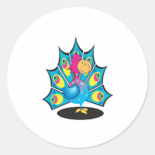 schattige cartoon pauw ronde sticker