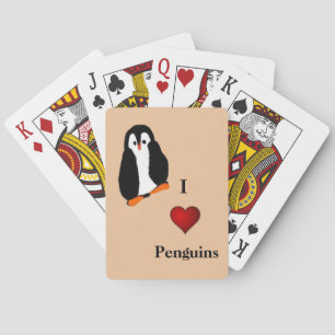 Schattige Cartoon Penguin I Heart Penguins Oranje Pokerkaarten