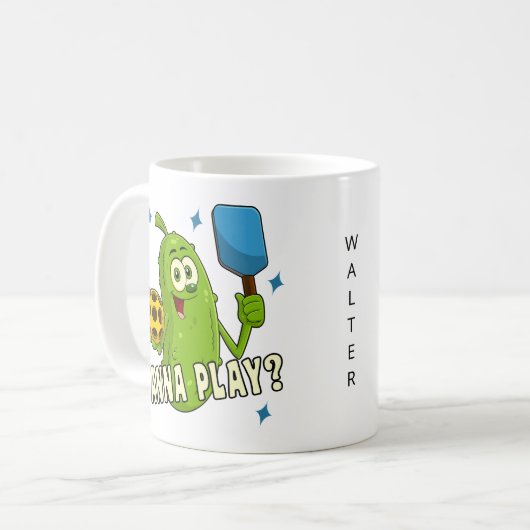 Schattige Cartoon Pickle Wanna Spelen Naam Pickleb Koffiemok (Voorkant links)