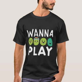 Schattige Cartoon Pickle Wanna Spelen Pickleball T-shirt