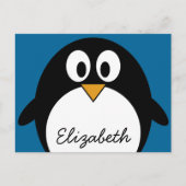 schattige cartoon pinguïn blauwe achtergrond briefkaart (Voorkant)