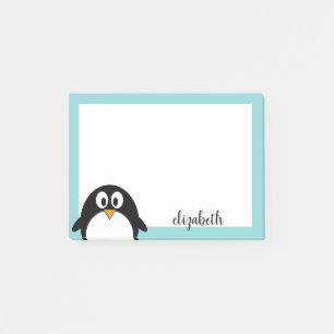 schattige cartoon pinguïn blauwgroen blauw en zwa post-it® notes