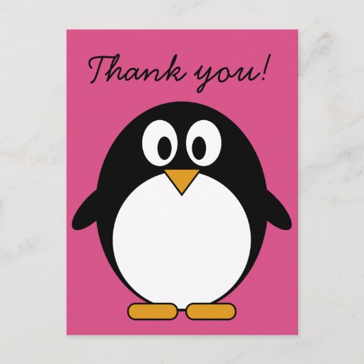 schattige cartoon pinguïn met roze achtergrond briefkaart (Voorkant)