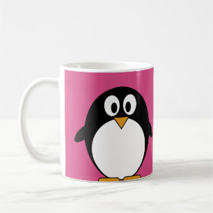 schattige cartoon pinguïn met roze achtergrond koffiemok