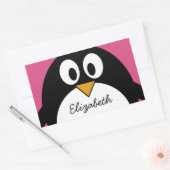 schattige cartoon pinguïn met roze achtergrond rechthoekige sticker (Envelop)