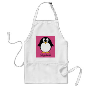 schattige cartoon pinguïn met roze achtergrond standaard schort