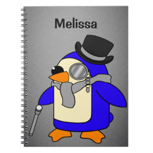 Schattige cartoon pinguïn neutraal grijs notitieboek