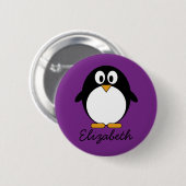 schattige cartoon pinguïn paars ronde button 5,7 cm (Voorkant /achterkant)
