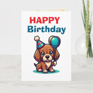 Schattige Cartoon Puppie Hond Verjaardagskaart - M Kaart