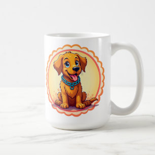 Schattige Cartoon Puppy Met Blauwe Halsband Koffiemok