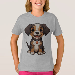 Schattige Cartoon puppy met een blije expressie T-shirt