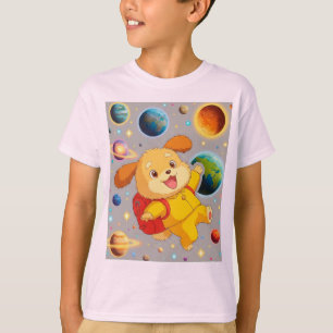 Schattige Cartoon Puppy Met Rugzak Drijvend T-shirt