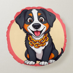 Schattige Cartoon Puppy Rond Kussen