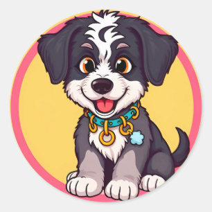 Schattige Cartoon Puppy Ronde Sticker