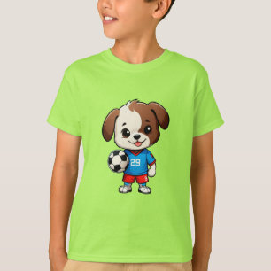 Schattige Cartoon Puppysoccer Speler T-shirt