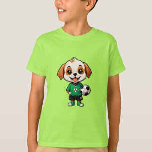 Schattige Cartoon Puppysoccer Speler T-shirt