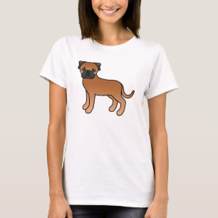 Schattige Cartoon Rode Bullmastiff Hond T-shirt