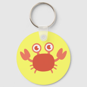 Schattige Cartoon Rode Krab met Bellen Achtergrond Sleutelhanger