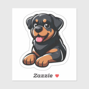 Schattige Cartoon Rottweiler Puppy Rustend Sticker