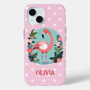 Schattige Cartoon Roze Bloemige Flamingo met Stipp