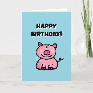 Schattige Cartoon Roze Varken Gefeliciteerd Met Je Kaart
