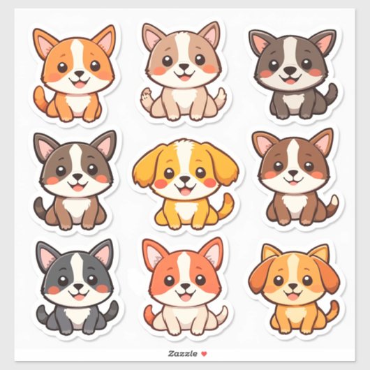 Schattige Cartoon Schattigee hond Stickers (Vel)