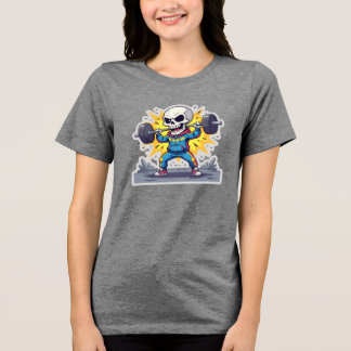 “Schattige Cartoon Skelet Gewichtheffer • Grappige Tri-Blend Shirt