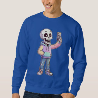 Schattige Cartoon Skelet Selfie - Volledige Lichaa Trui